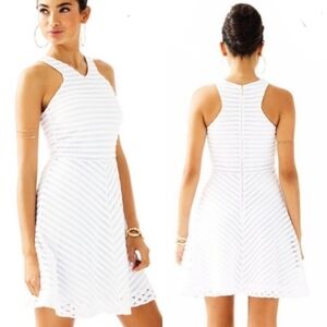{L} NWT Lilly Pulitzer Megyn Crocheted Knit Lace White Fit and Flare Dress